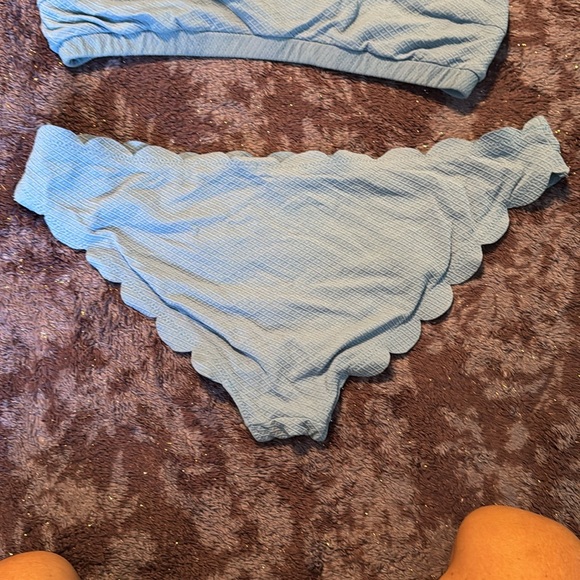 XL Jessica Simpson Blue Scalloped Bikini Set - Picture 4 of 8